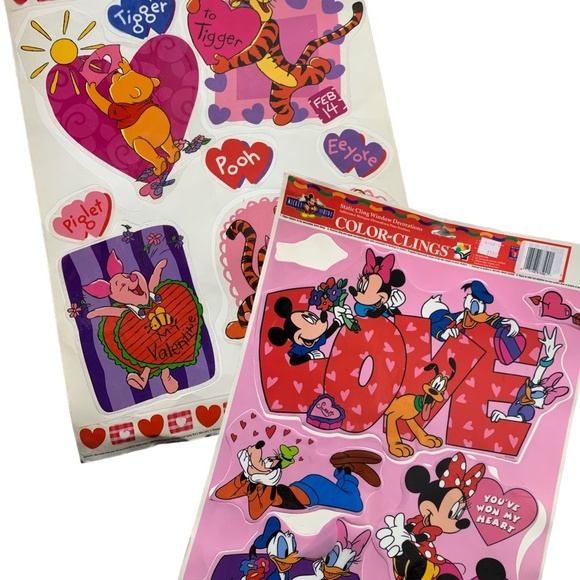 Vintage Disney Window Clings - Valentine's Theme (set of 2) - Picture 1 of 5